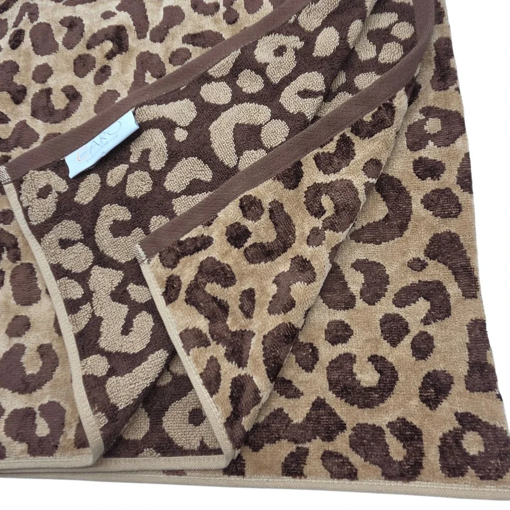 Caro Home Leopard Print Beach Towel Absorbent Tan Brown Quick Dry 36x68 Pool Spa